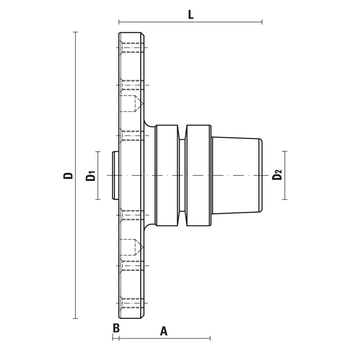 HSK63E zaagbladadapter voor grote diameters – T128