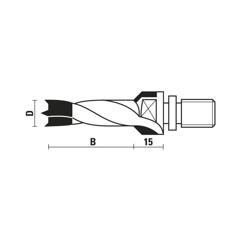 HM drevelboren met verzinkboor schroefdraadschacht Z=2