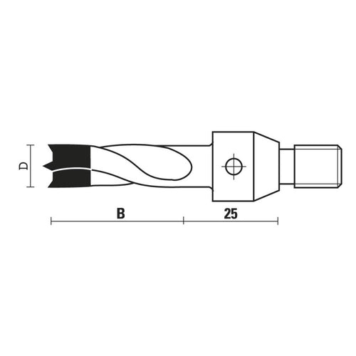 HM drevelboren met schroefdraadschacht Z=2