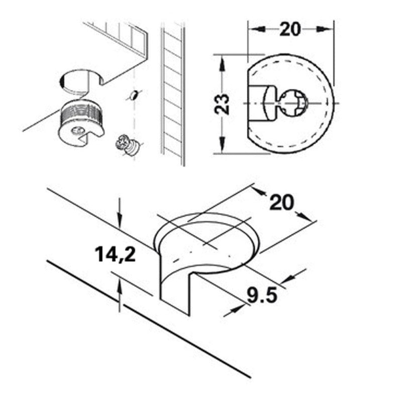HM boren voor Häfele® Rafix 20 verbinding Z=3