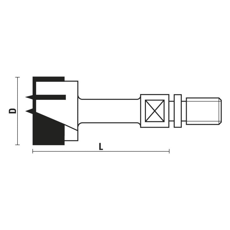 HM scharnierboren met schroefdraadschacht Z=2