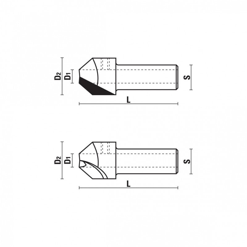 HM/HSS verzinkboren Z=2