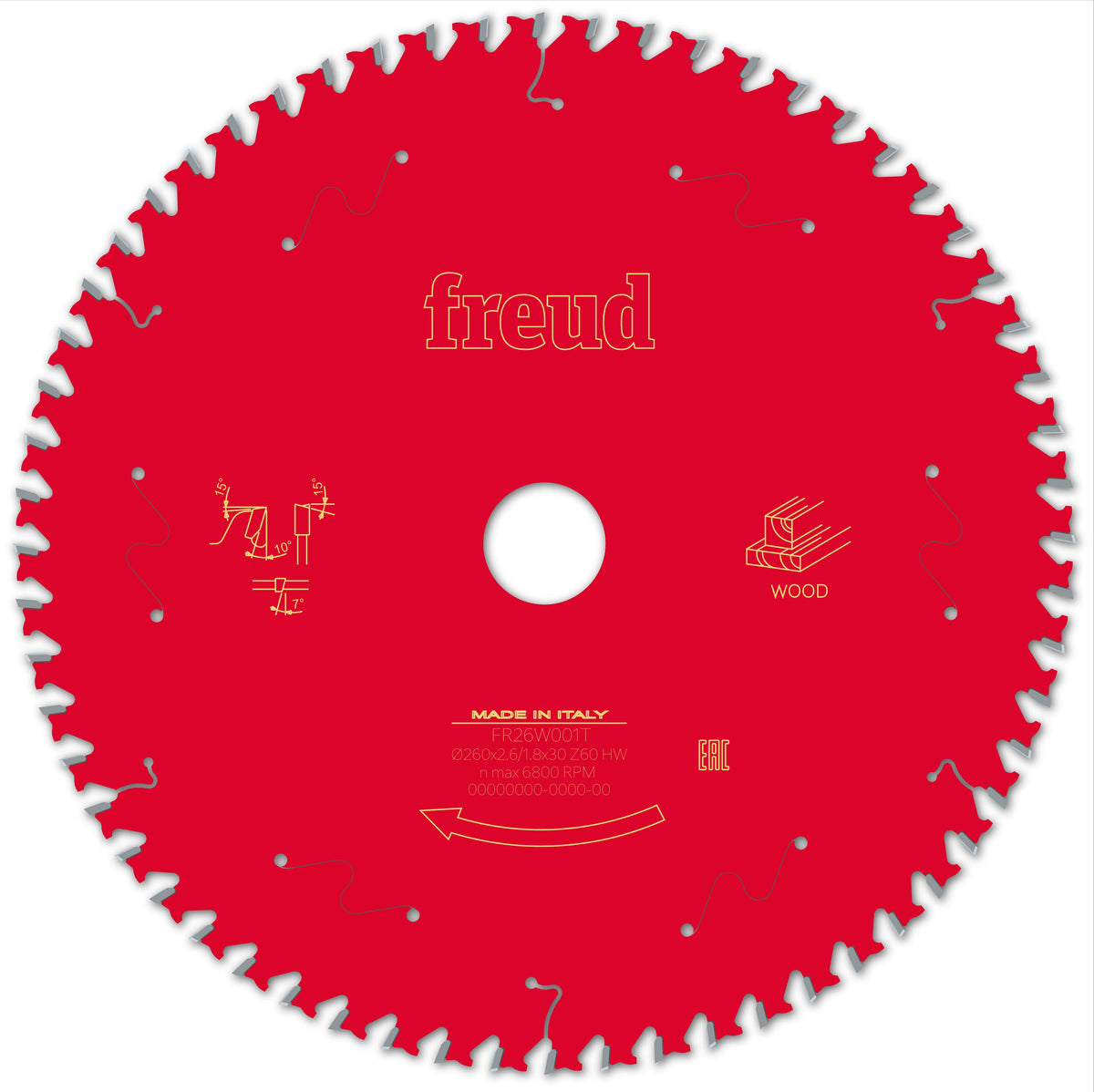Freud Table Wood cirkelzaagblad 260 mm – FR26W001T
