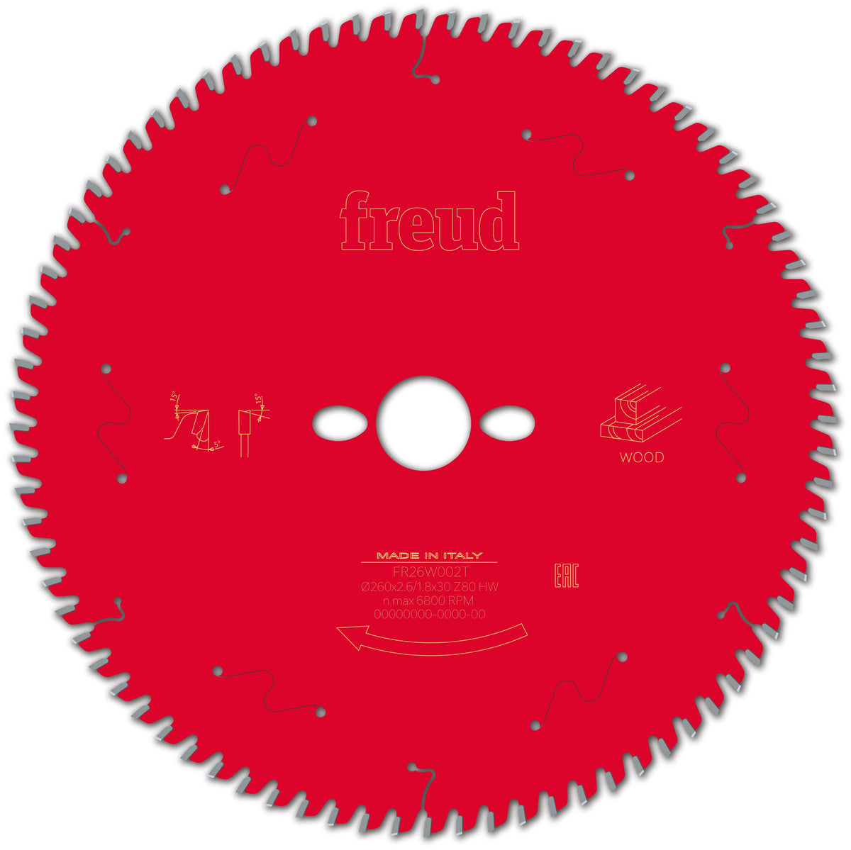 Freud Table Wood cirkelzaagblad 260 mm – FR26W002T
