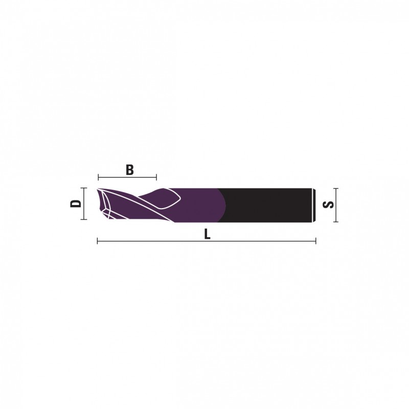 VHM korte spiraalfrezen opwaarts Z1 KleinDIA – U125.KD